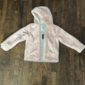 Pink, furry, autumn jacket